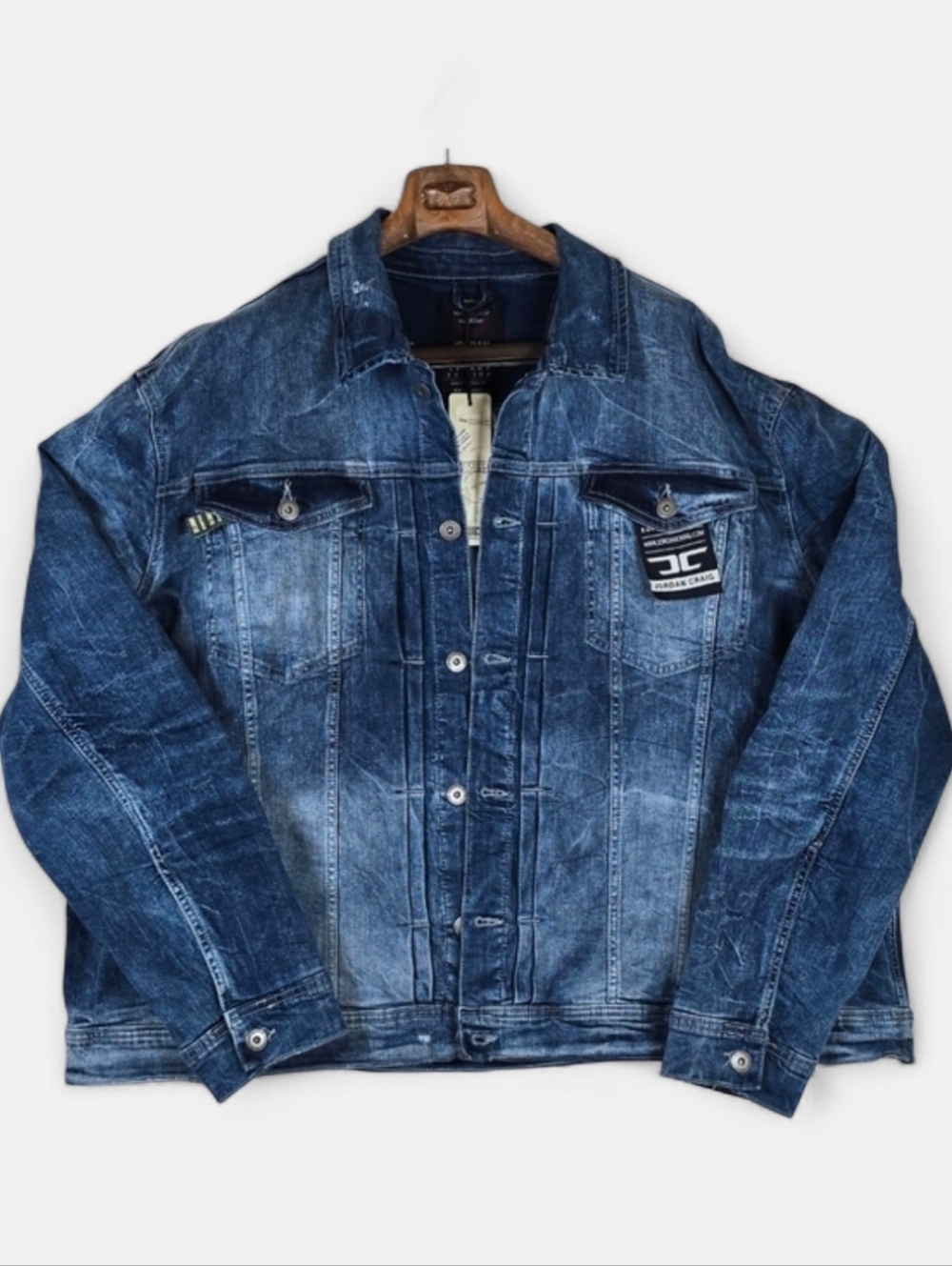 Jordan Craig Legacy Edition Distressed Denim Trucker Jacket 5XL Streetwear